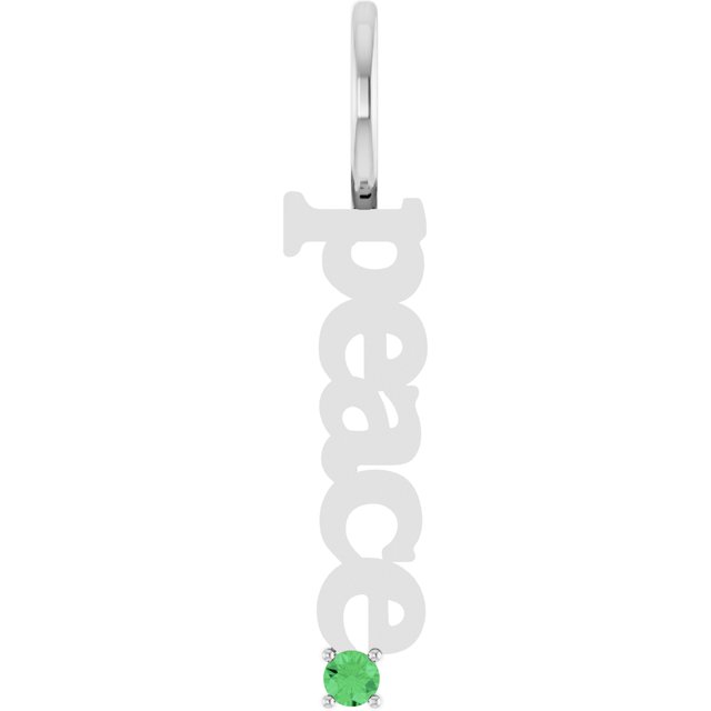 Natural Aquamarine Peace Charm Pendant in 14K Gold, Silver & Platinum