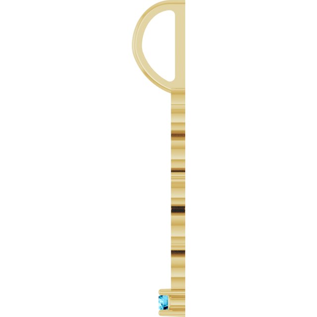 14K Gold Natural Aquamarine Peace Charm Pendant