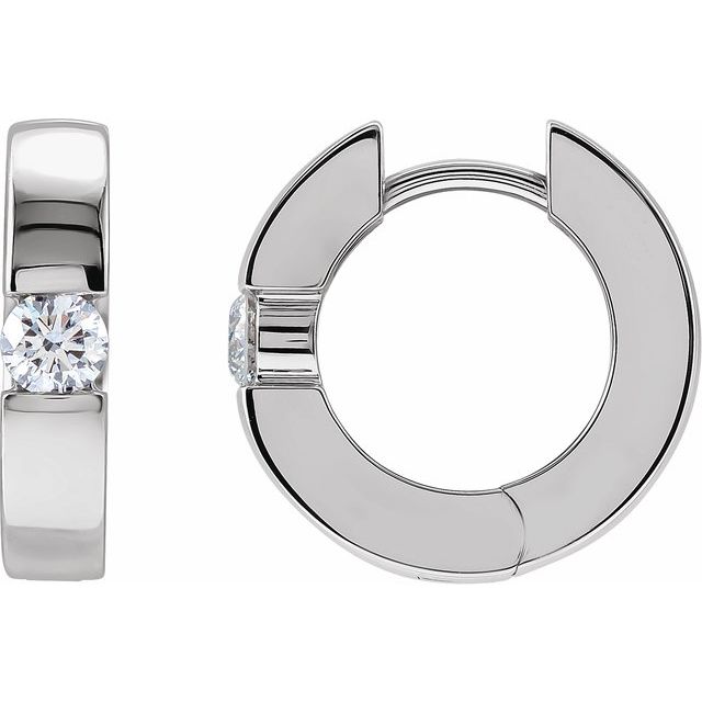 14K Gold Natural Diamond Hinged Huggie Earrings - Options Available
