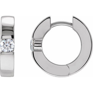 14K Gold Natural Diamond Hinged Huggie Earrings - Options Available
