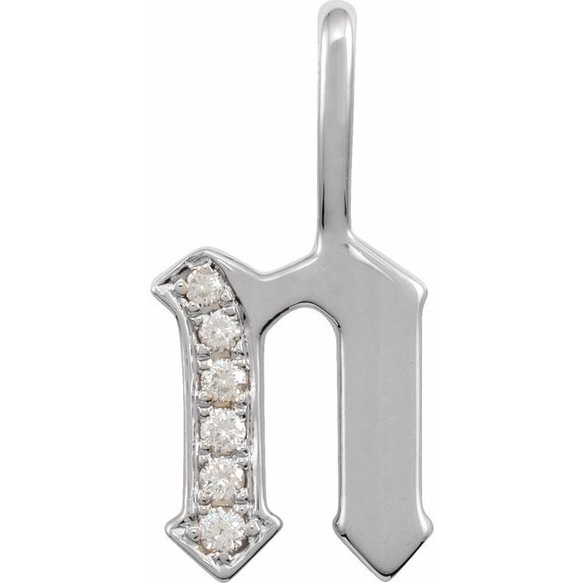 0.06 Ctw Natural Diamond Gothic Initial Charm/Pendant
