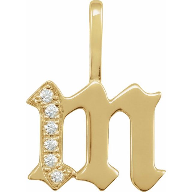 0.06 CTW Natural Diamond Gothic Initial Pendant in 14K Gold