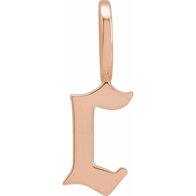 Gothic Initial Charm Pendant in 14K Gold with Multiple Design Options