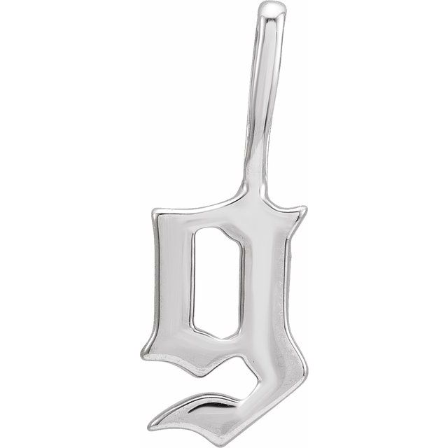 Gothic Initial Charm Pendant in 14K Gold with Multiple Design Options