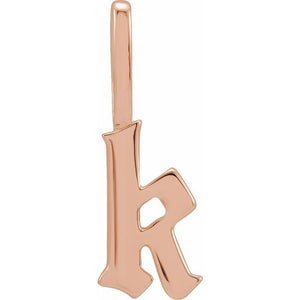 Gothic Initial Charm Pendant in 14K Gold with Multiple Design Options