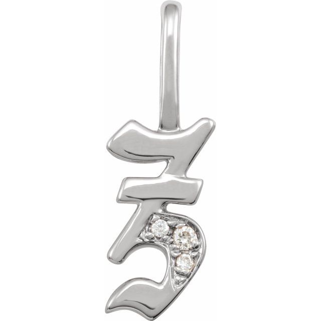 0.025 CTW Natural Diamond Gothic Initial Pendant in 14K Gold