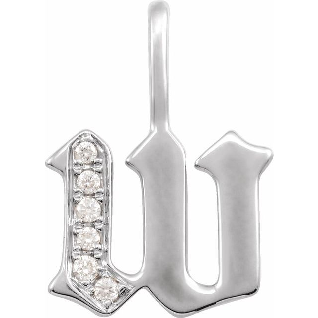 0.06 Ctw Natural Diamond Gothic Initial Charm/Pendant