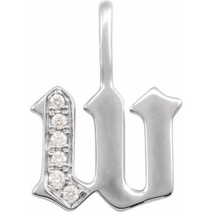 0.06 Ctw Natural Diamond Gothic Initial Charm/Pendant