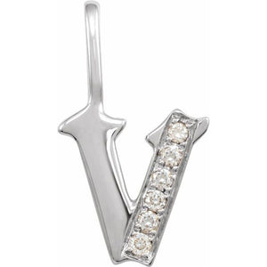 0.06 CTW Natural Diamond Gothic Initial Pendant in 14K Gold