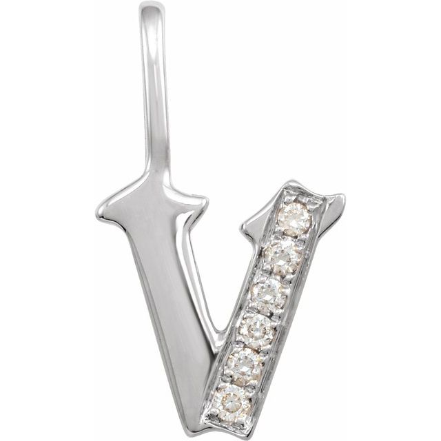 0.06 Ctw Natural Diamond Gothic Initial Charm/Pendant