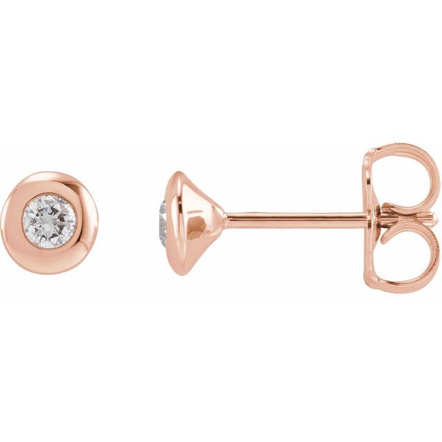 14K Gold Natural Diamond Domed Bezel-Set Earrings - Options Available