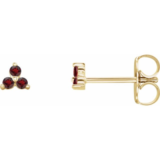 Natural Mozambique Three Stone Earrings with Garnet, Emerald & More in 14K Gold, Silver & Platinum