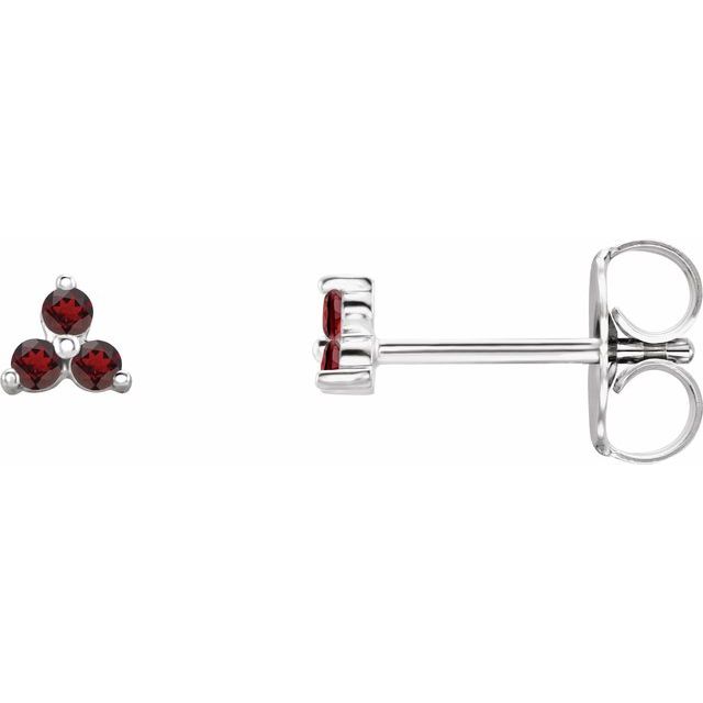 Natural Mozambique Three Stone Earrings with Garnet, Emerald & More in 14K Gold, Silver & Platinum