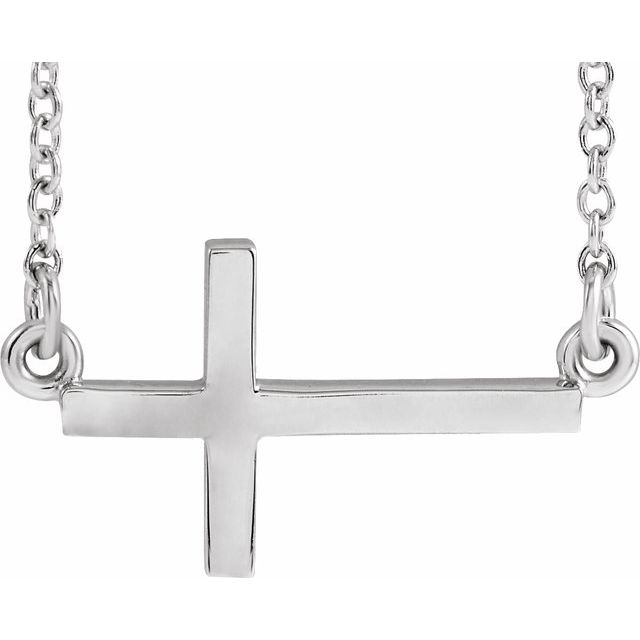 14K Yellow Gold, 28x16.2 mm Sideways Cross Necklace - Elegant Design