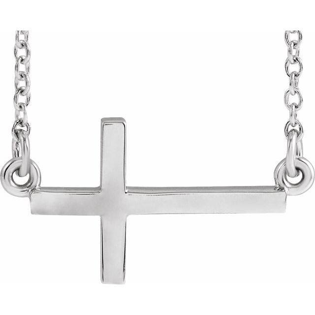 14K Gold Sideways Cross Necklace