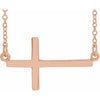 14K Yellow Gold, 28x16.2 mm Sideways Cross Necklace - Elegant Design