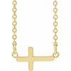 14K Yellow Gold, 28x16.2 mm Sideways Cross Necklace - Elegant Design