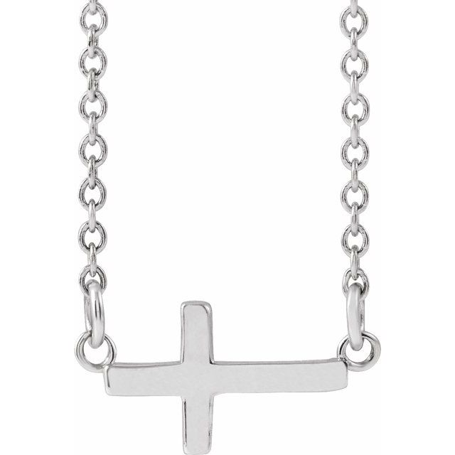 14K Yellow Gold, 28x16.2 mm Sideways Cross Necklace - Elegant Design