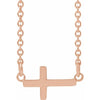 14K Yellow Gold, 28x16.2 mm Sideways Cross Necklace - Elegant Design