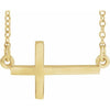 14K Yellow 28x16.2  mm Sideways Cross 16-18