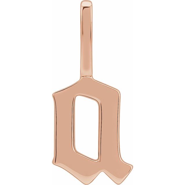 Gothic Initial Charm Pendant in 14K Gold with Multiple Design Options
