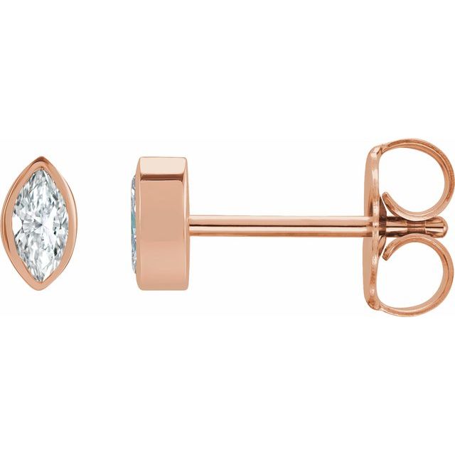 14K Gold Natural Diamond Solitaire Bezel-Set Earrings
