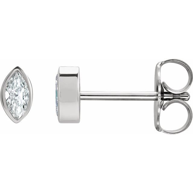 14K Gold Natural Diamond Solitaire Bezel-Set Earrings