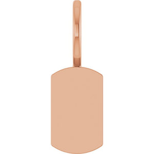 14K Gold Tiny Engravable Dog Tag Charm/Pendant