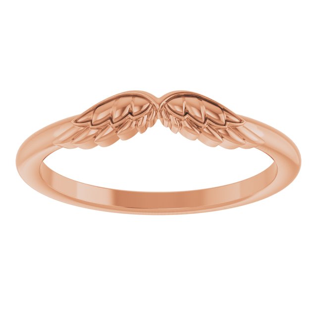 14K Gold Stackable Angel Wings Ring - Polished Design