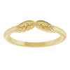 14K Gold Stackable Angel Wings Ring - Polished Design