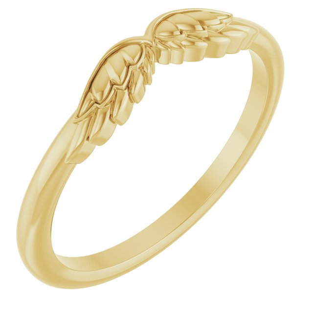 14K Gold Stackable Angel Wings Ring
