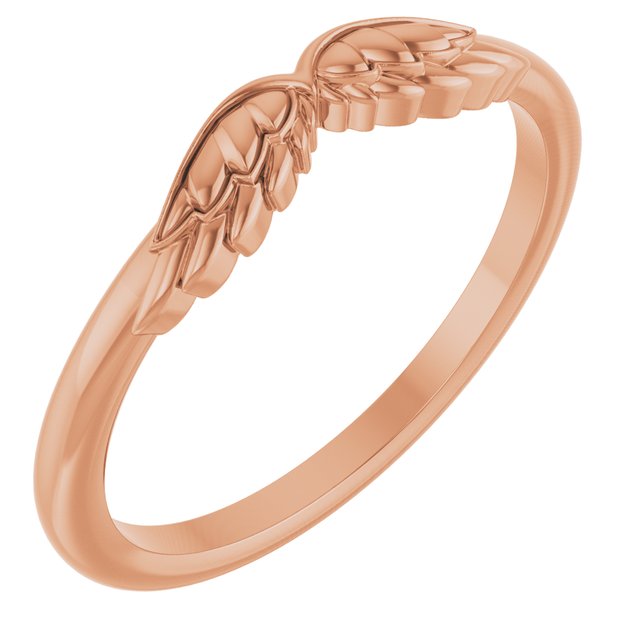 14K Gold Stackable Angel Wings Ring