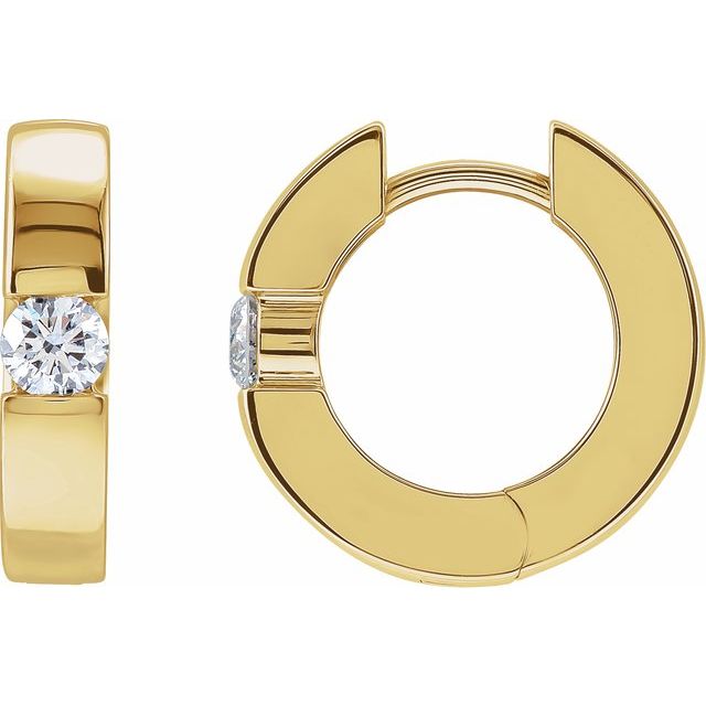 14K Gold Natural Diamond Hinged Huggie Earrings - Options Available