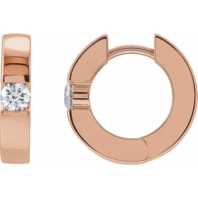 14K Gold Natural Diamond Hinged Huggie Earrings - Options Available