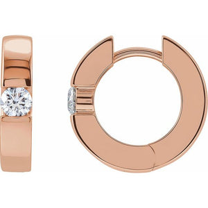 14K Gold Natural Diamond Hinged Huggie Earrings - Options Available