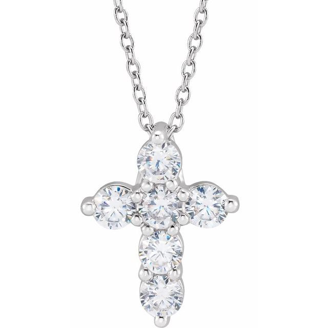 14K Yellow Gold, 18" Lab-Grown Diamond Cross Necklace - Elegant Design