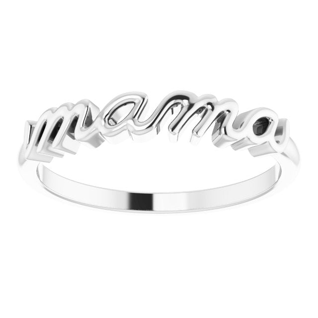 Use the Mama Ring,  14K White, Yellow, or Rose Gold to create alt text