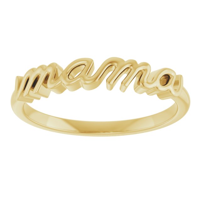 14K Gold Mama Ring - Polished Design