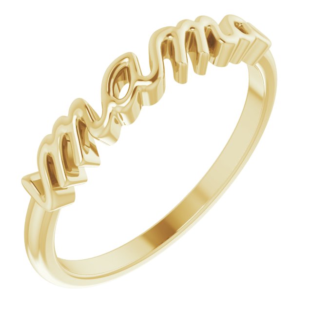 Use the Mama Ring,  14K White, Yellow, or Rose Gold to create alt text