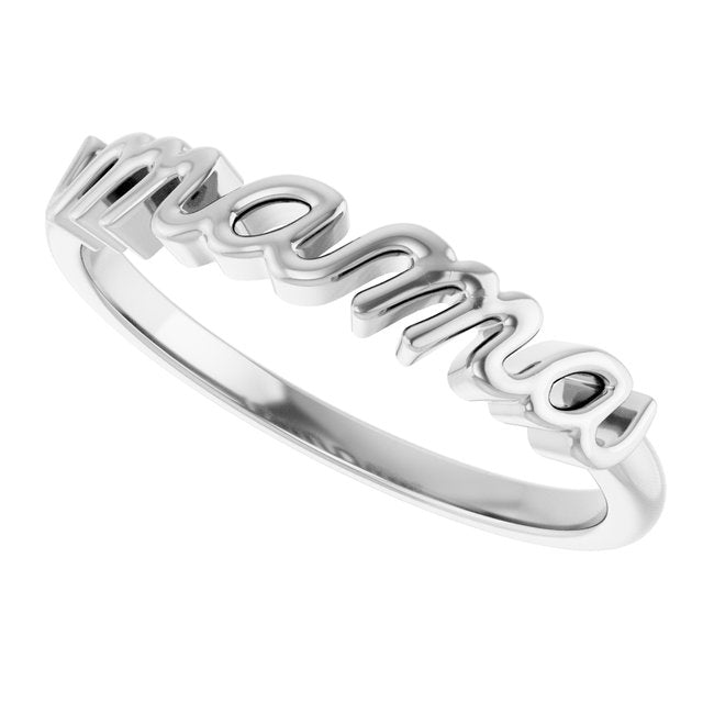 14K Gold Mama Ring - Polished Design