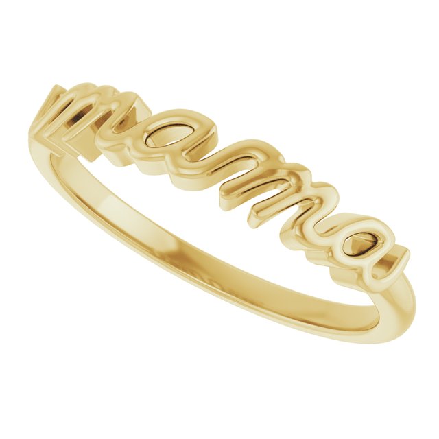 14K Gold Mama Ring - Polished Design