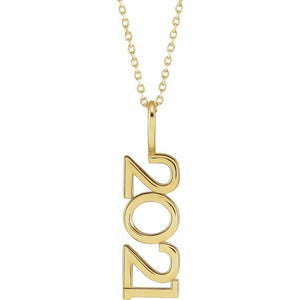 14K Gold, 27.57x7.97 mm Vertical Necklace - Elegant Commemoration