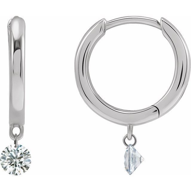 14K Gold Drilled Natural Diamond Hinged Hoop Earrings