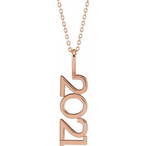 14K Gold, 27.57x7.97 mm Vertical Necklace - Elegant Commemoration