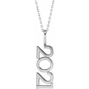 14K Gold, 27.57x7.97 mm Vertical Necklace - Elegant Commemoration