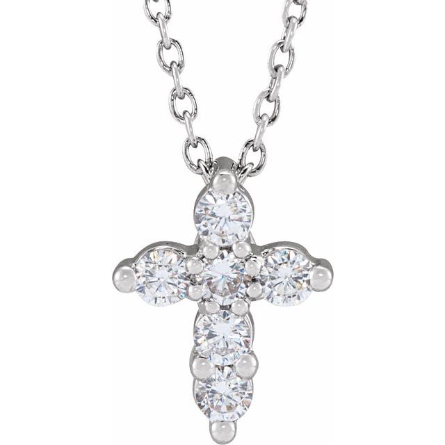14K Gold Lab-Grown Diamond Cross Necklace