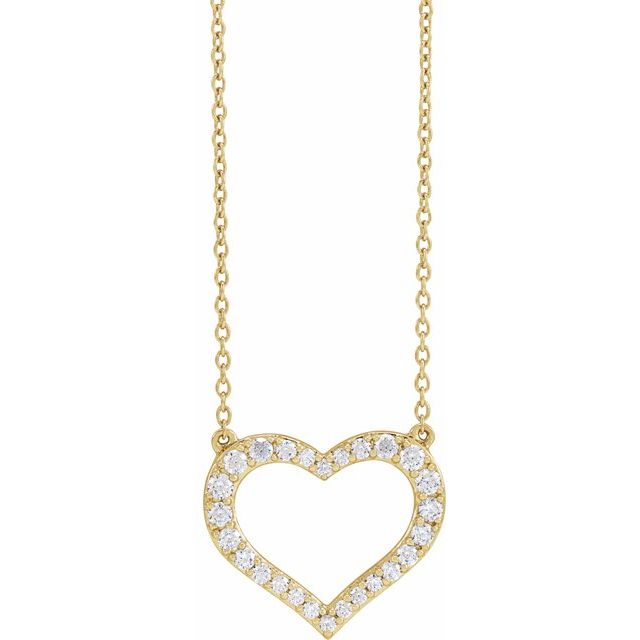 3/8 CTW Lab-Grown Radiant Diamond Heart Necklace in 14K Gold