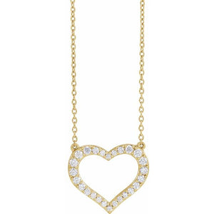 3/8 CTW Lab-Grown Radiant Diamond Heart Necklace in 14K Gold