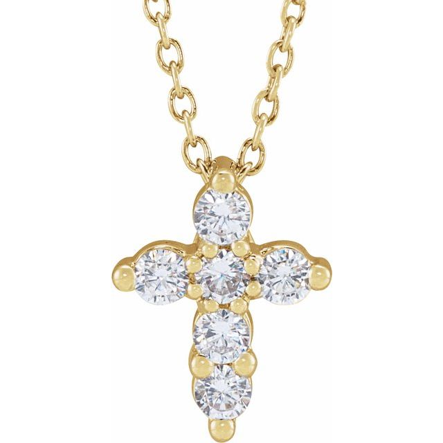 14K Gold Lab-Grown Diamond Cross Necklace