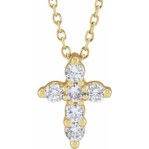 14K Gold Lab-Grown Diamond Cross Necklace
